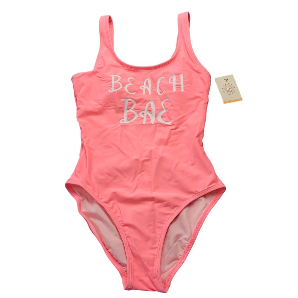 So One Piece Swimsuit Womens XS Pink Coral Barbie Core Beach Bae Cheeky High Leg